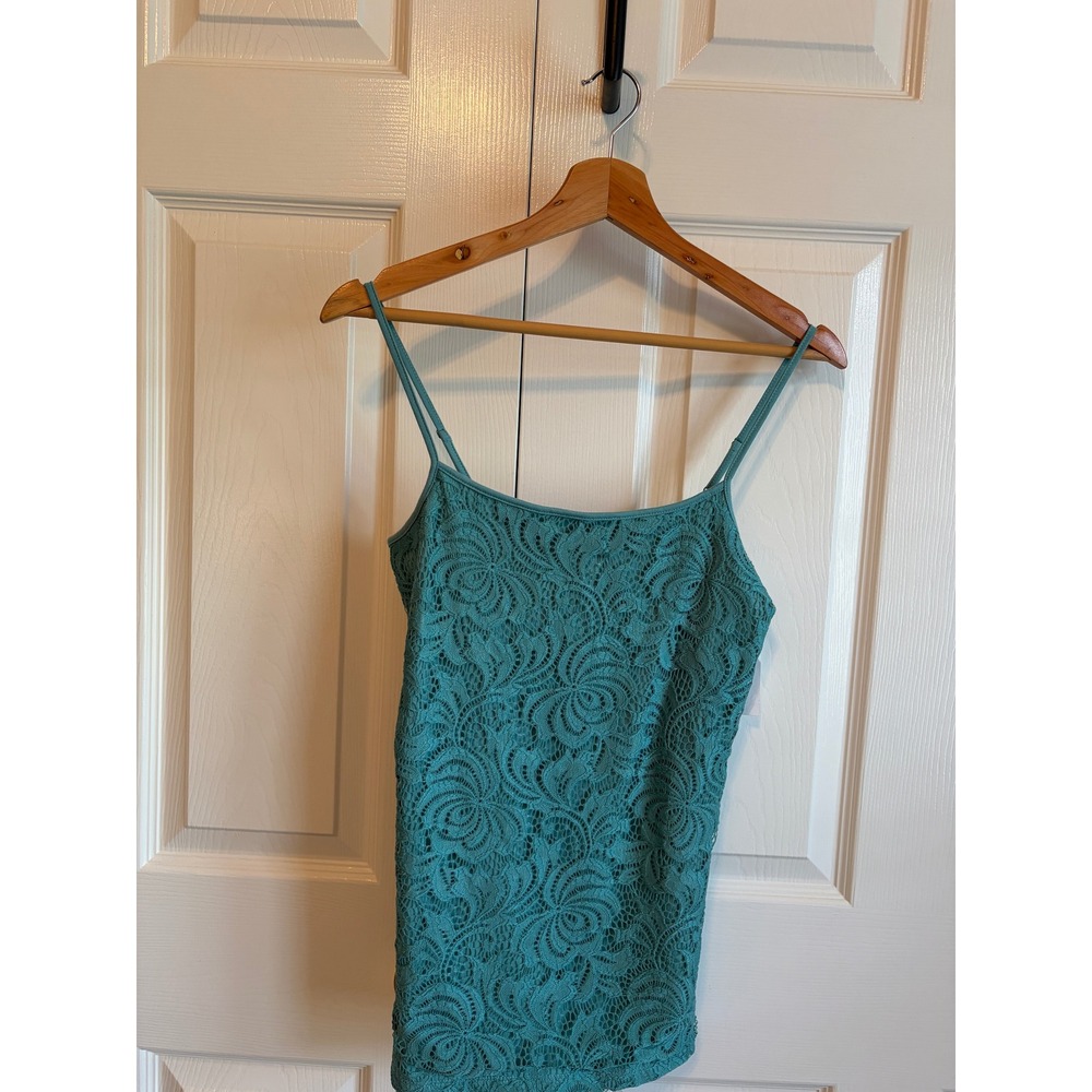 Ann Taylor Factory Teal Green Floral Lace Front Camisole Cami Small NWT